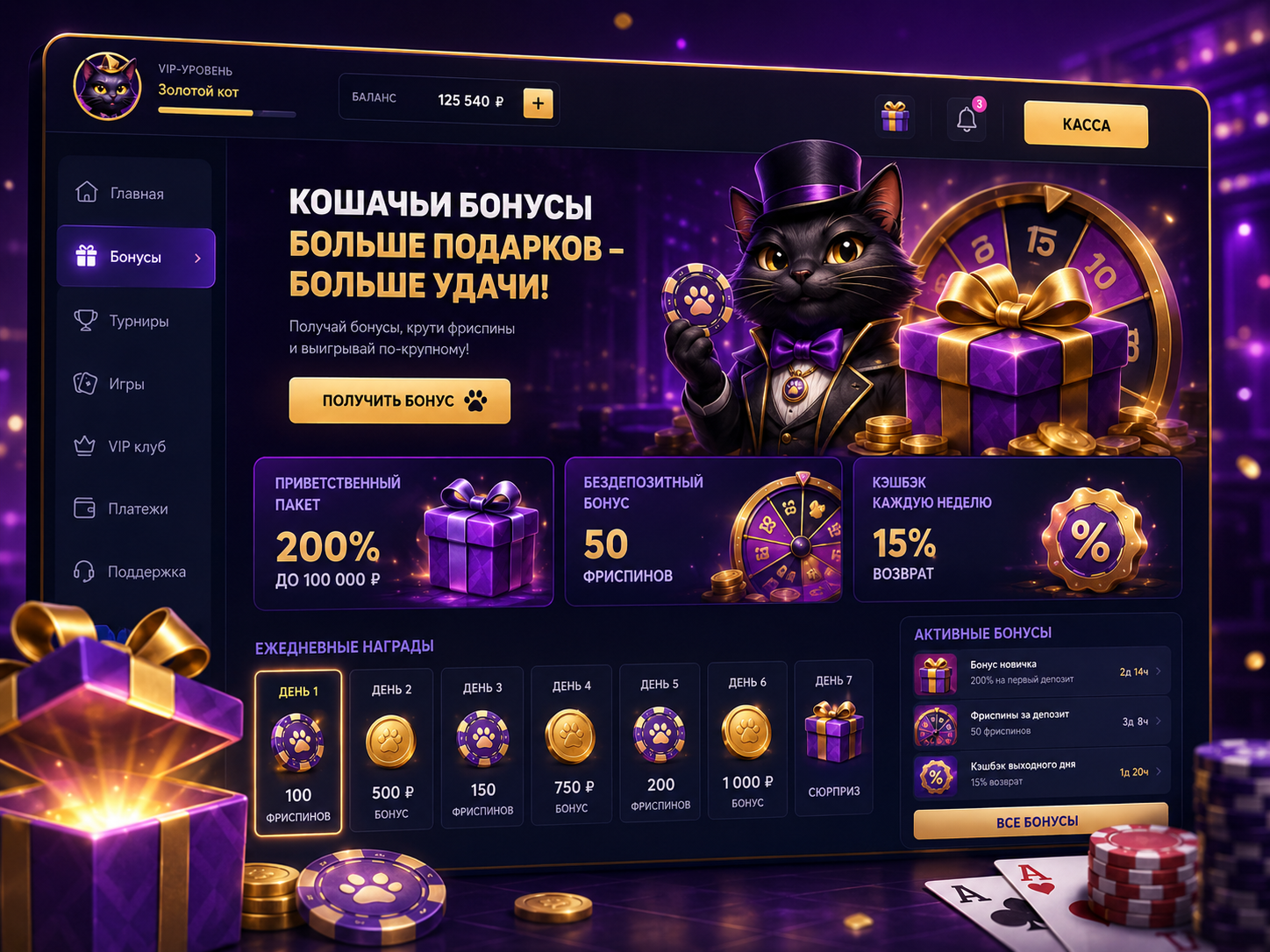 Cat Casino бонус и бездепозитные предложения
